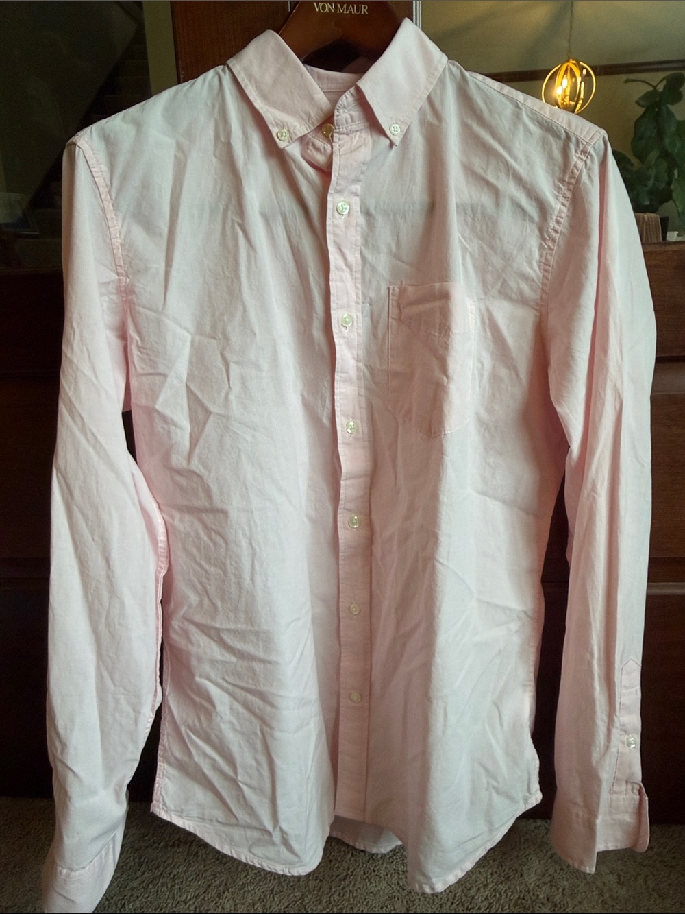 Men's Light Pink Button-Up Dress Shirt-Gap